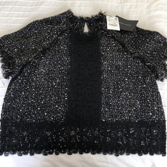 Zara Sweaters - Zara• Tweed and Lace Top